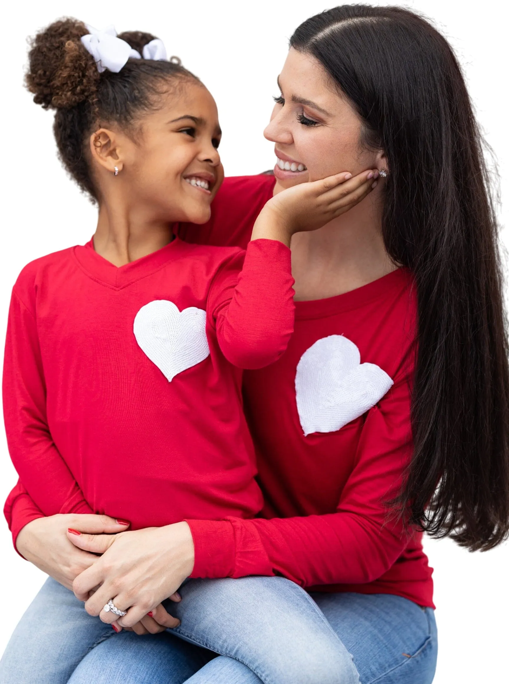 Mommy And Me Glitter Heart Red Top