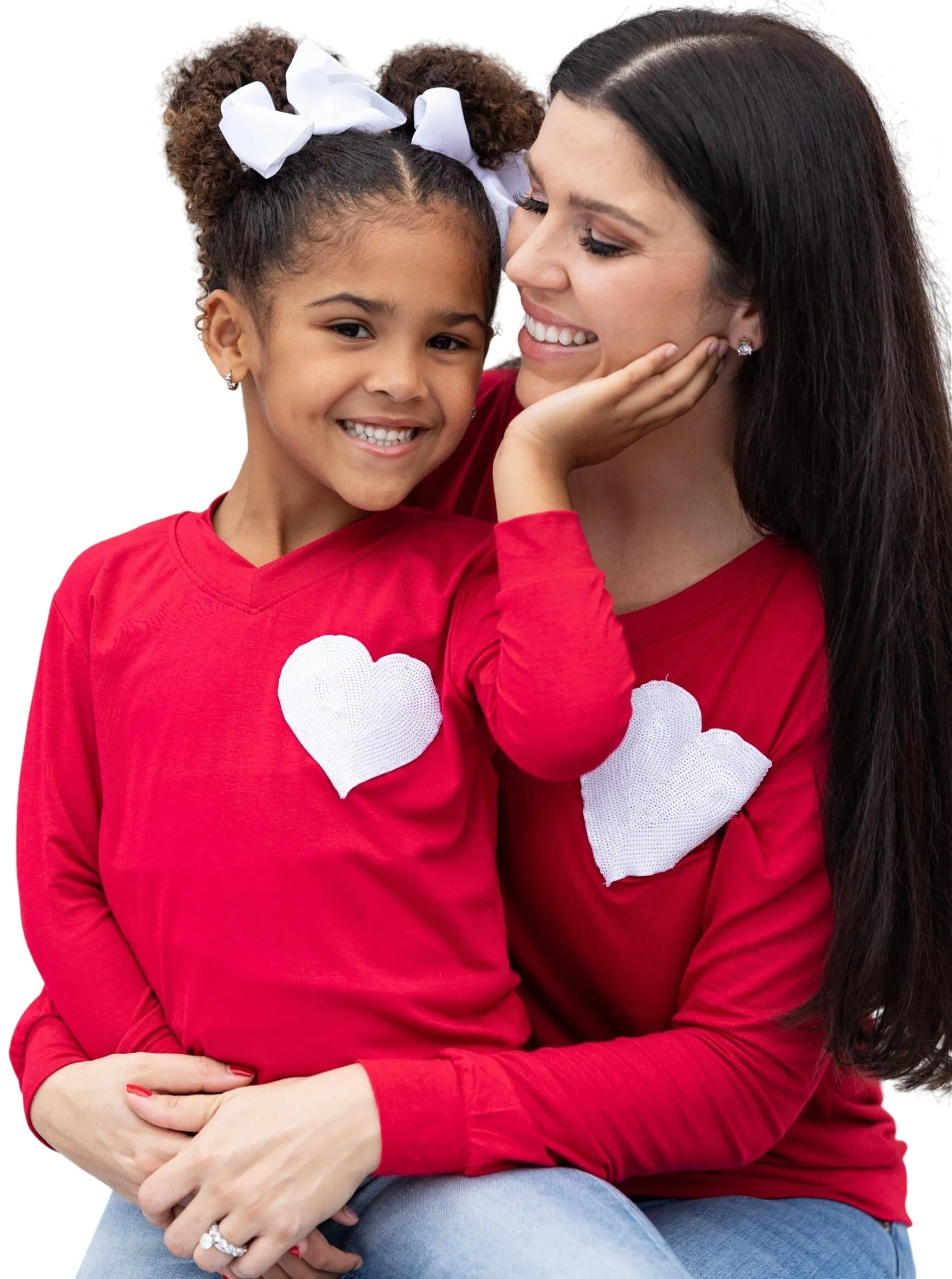 Mommy And Me Glitter Heart Red Top