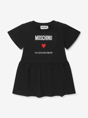 Moschino Baby Girls Logo Jersey Dress in Black