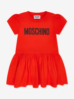 Moschino Baby Girls Logo Jersey Dress in Red