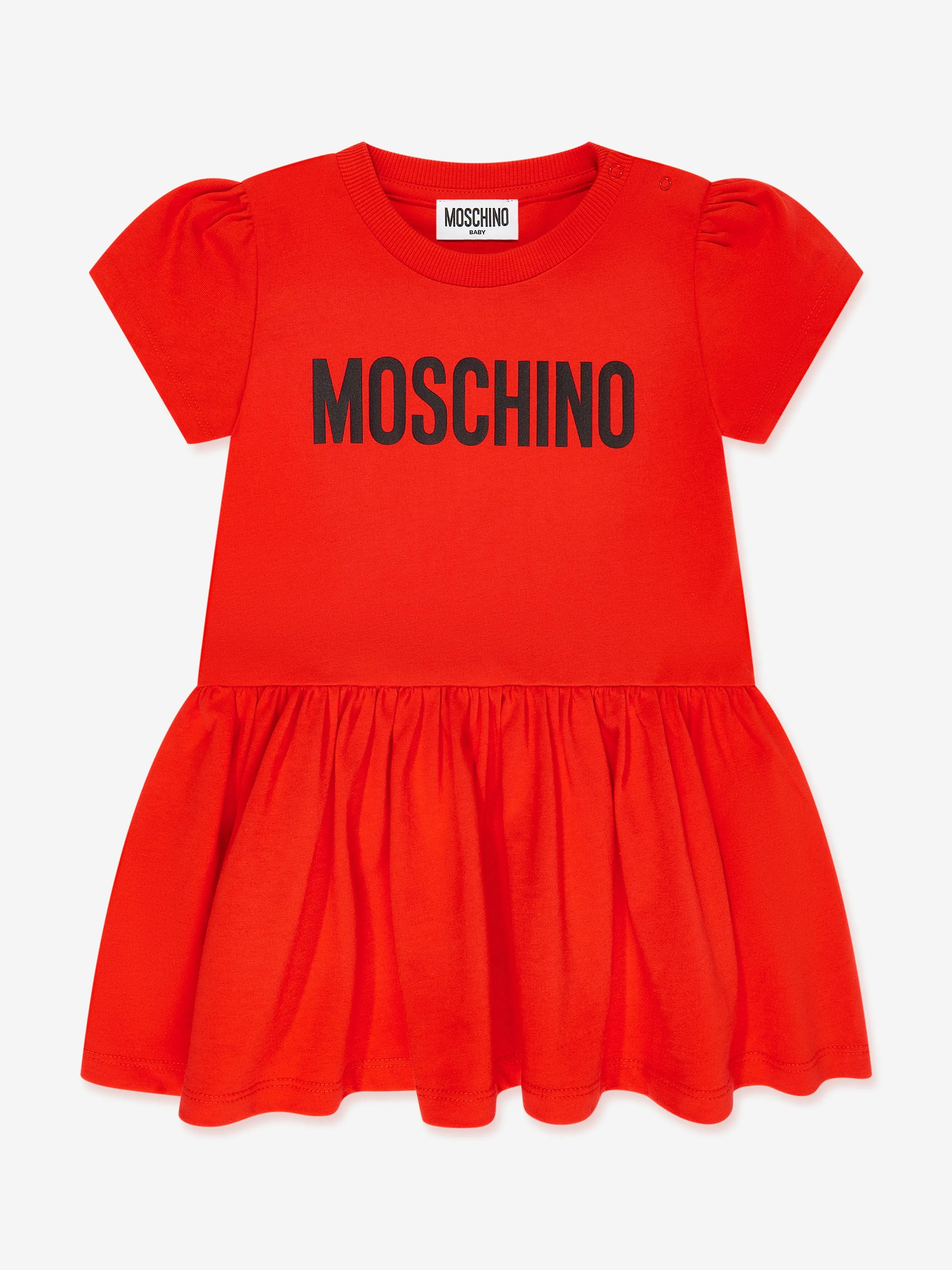 Moschino Baby Girls Logo Jersey Dress in Red