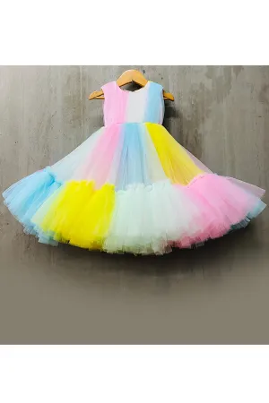 Multicolor Net Frill Dress