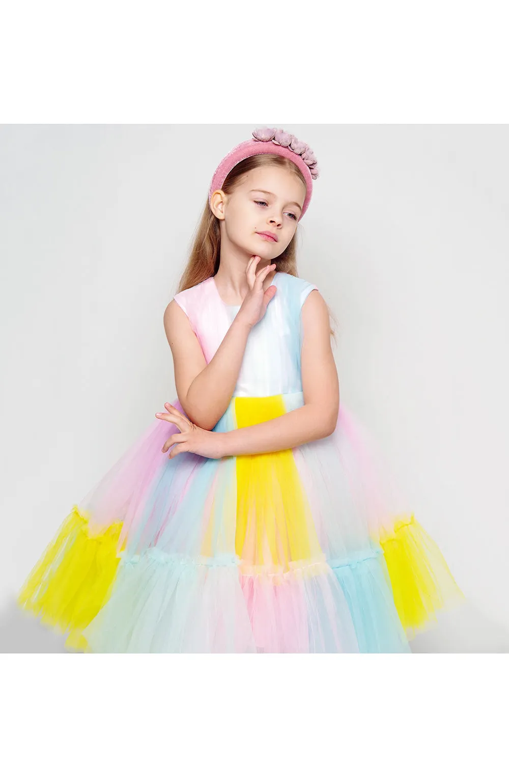 Multicolor Net Frill Dress