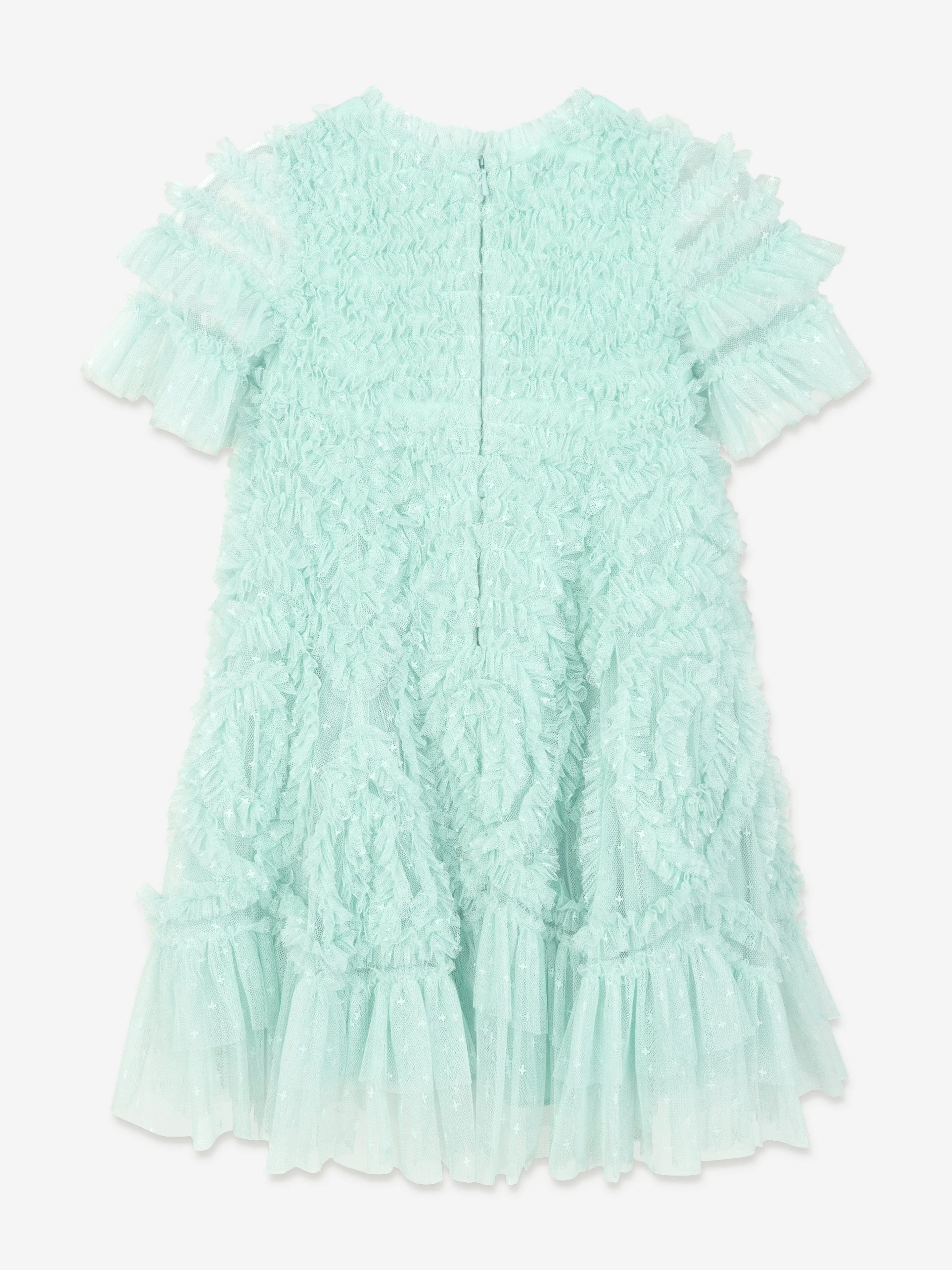 Needle & Thread Girls Verity Ruffle Dress in Turquoise