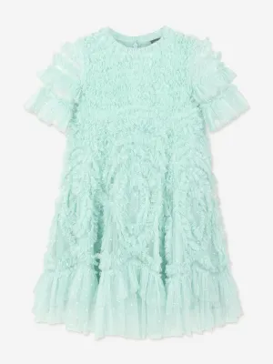 Needle & Thread Girls Verity Ruffle Dress in Turquoise