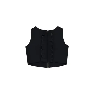 Neoprene Ruffle Vest-Black