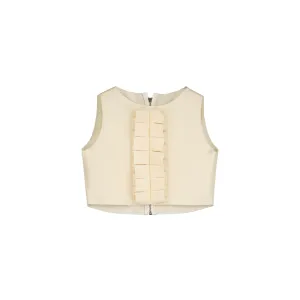 Neoprene Ruffle Vest-Cream