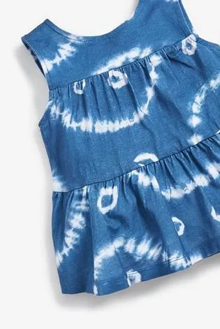 Next Blue Tie Dye Tiered Peplum Vest Younger Girls Top