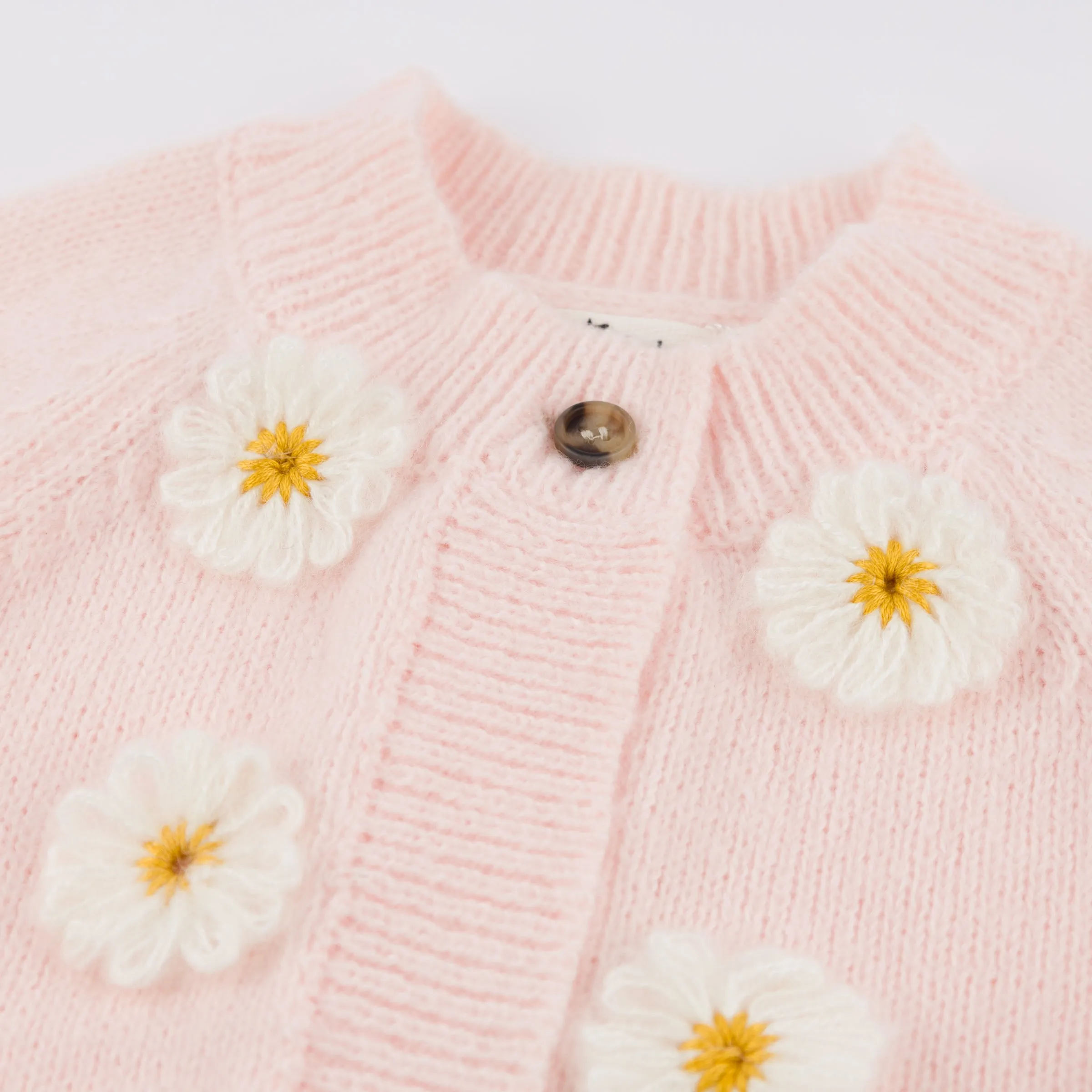 oh baby! Scandi Flower Knit Cardigan - Baby Pink