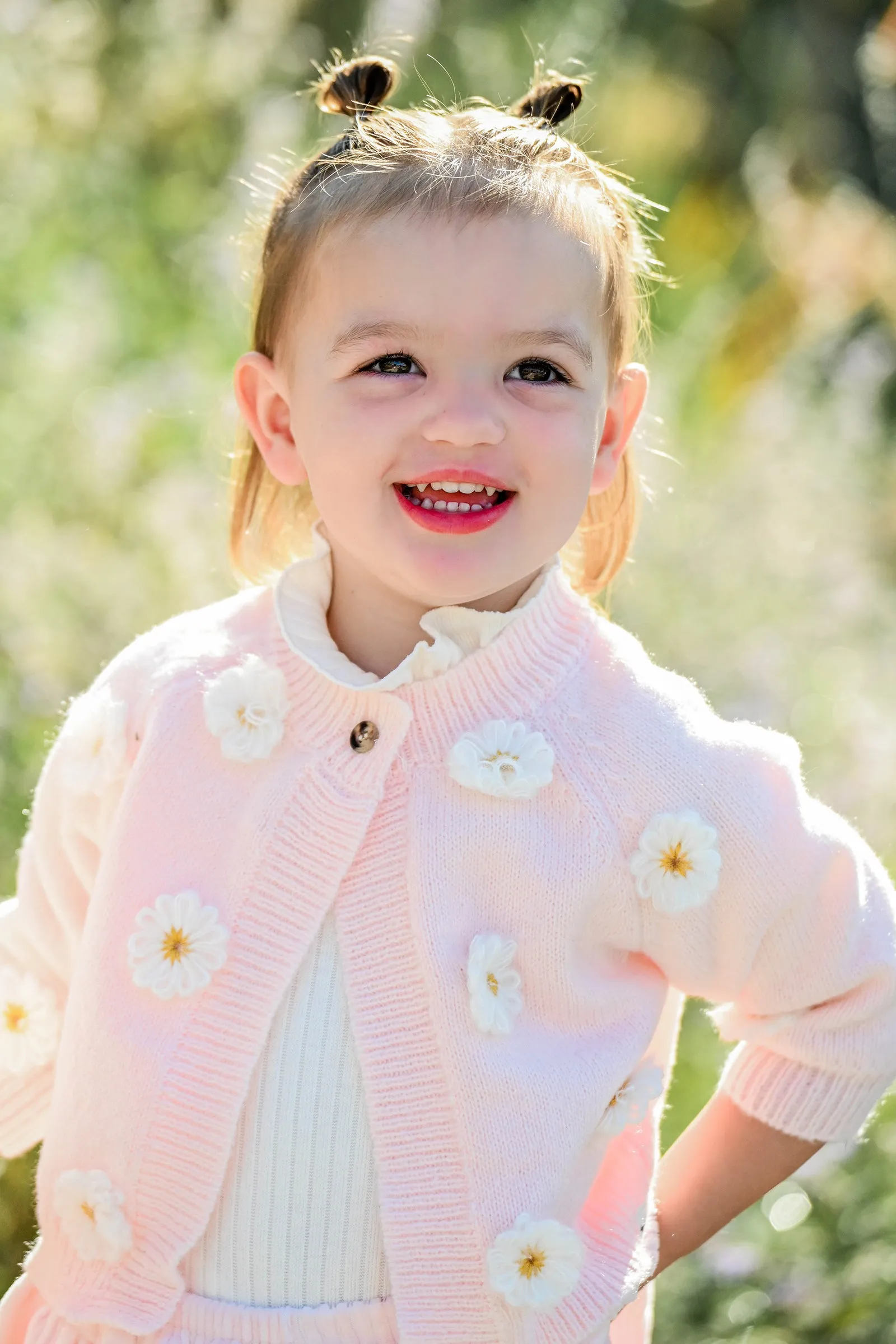 oh baby! Scandi Flower Knit Cardigan - Baby Pink