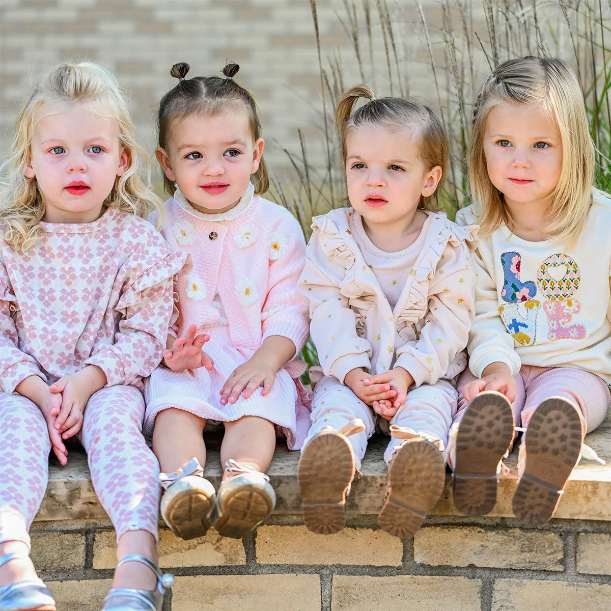 oh baby! Scandi Flower Knit Cardigan - Baby Pink