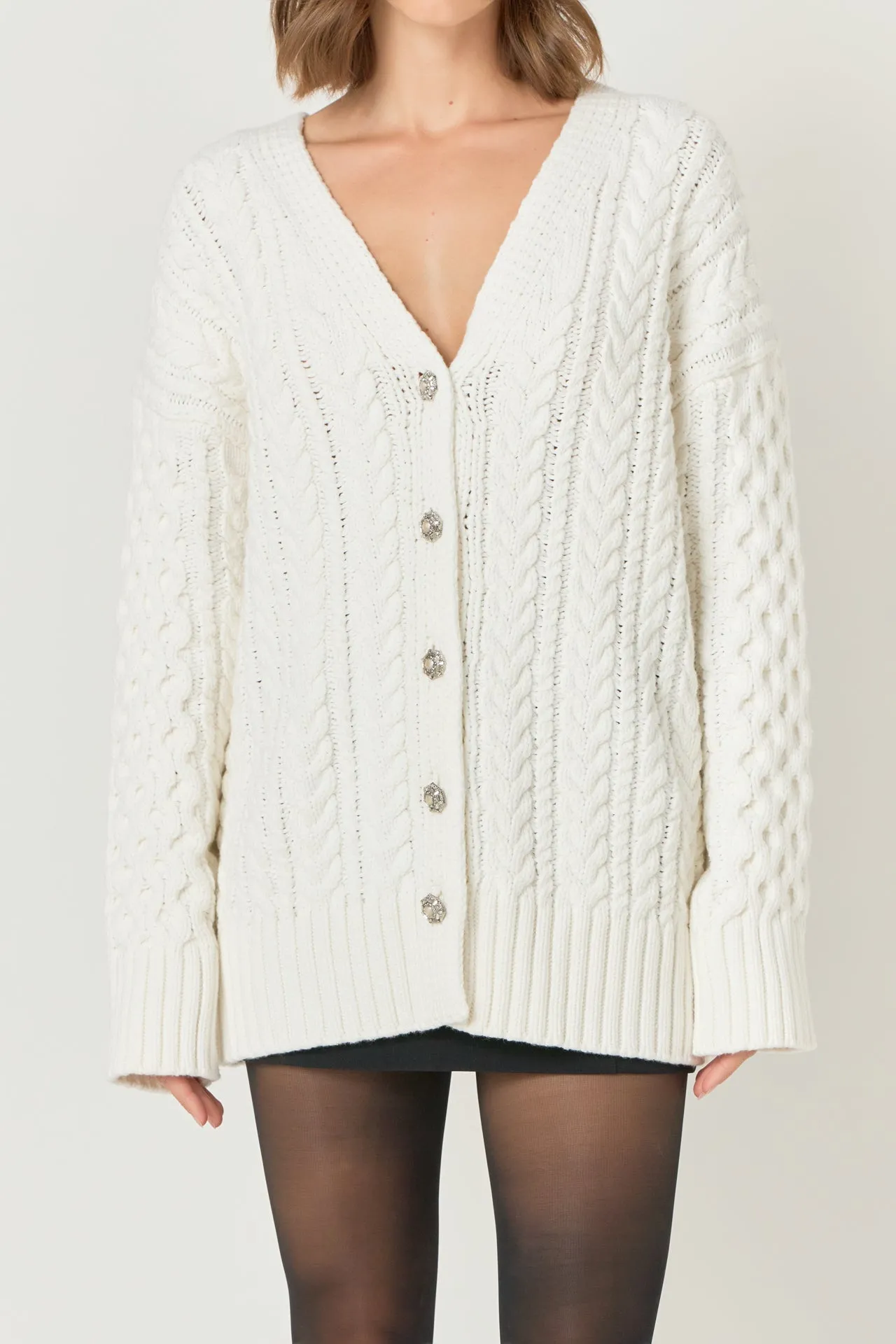 Oversized Cable Knit Cardigan