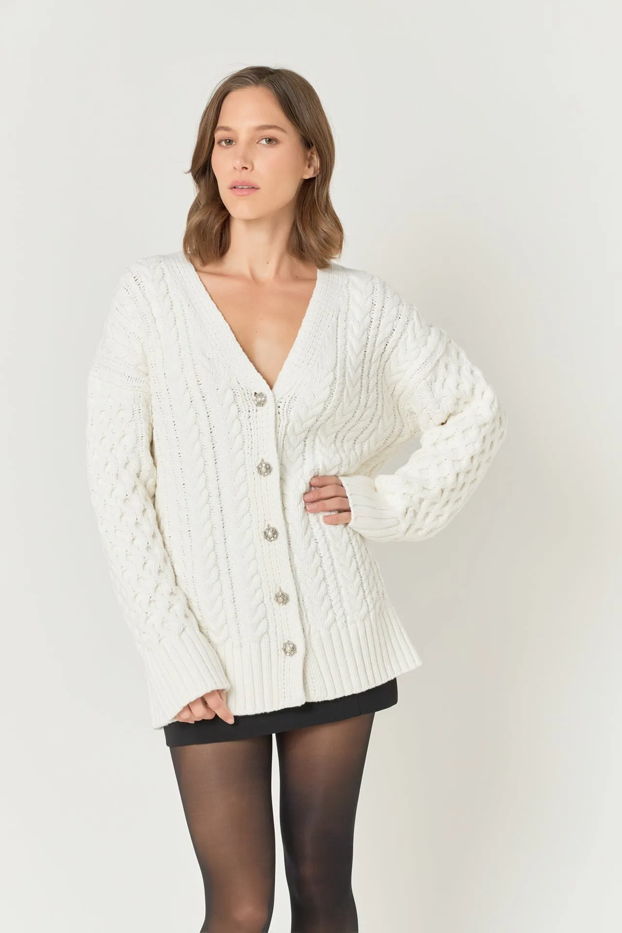 Oversized Cable Knit Cardigan