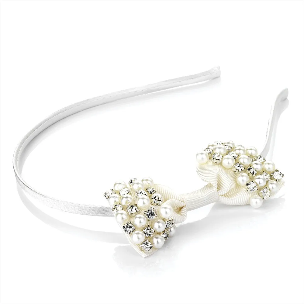 Pearl and Crystal Bow Headband