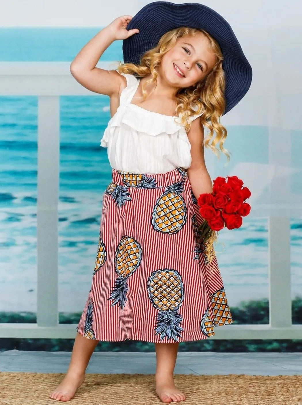 Perfect Pineapple Striped Skirt Set