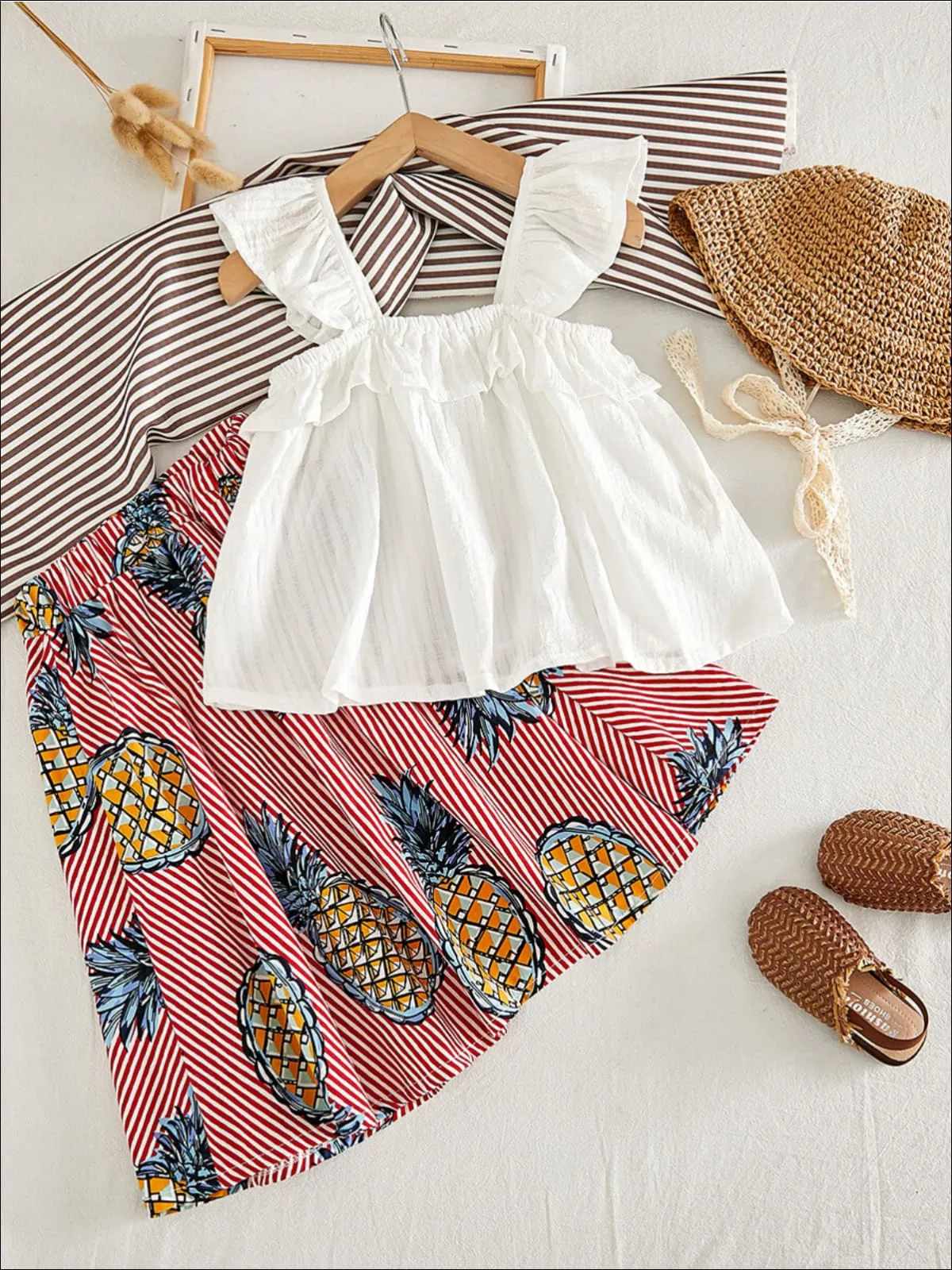 Perfect Pineapple Striped Skirt Set