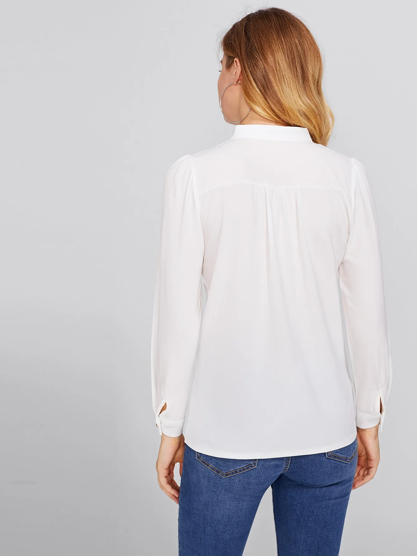 Pleated Detail Chiffon Blouse