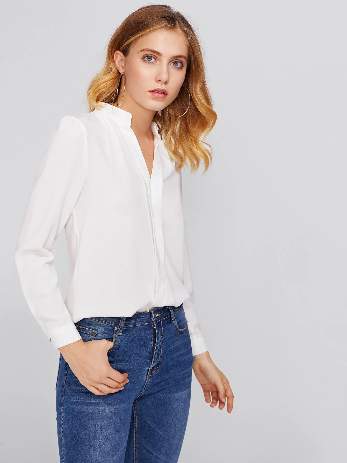 Pleated Detail Chiffon Blouse