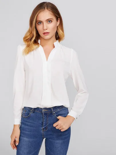 Pleated Detail Chiffon Blouse