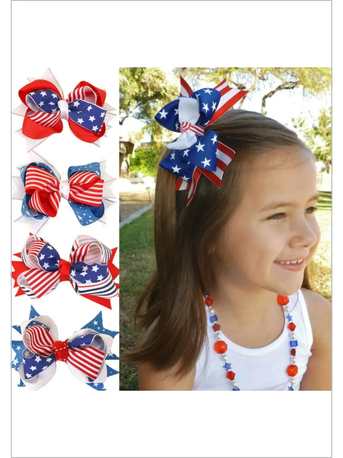 Prettiest Of All American Flag Hair Bow