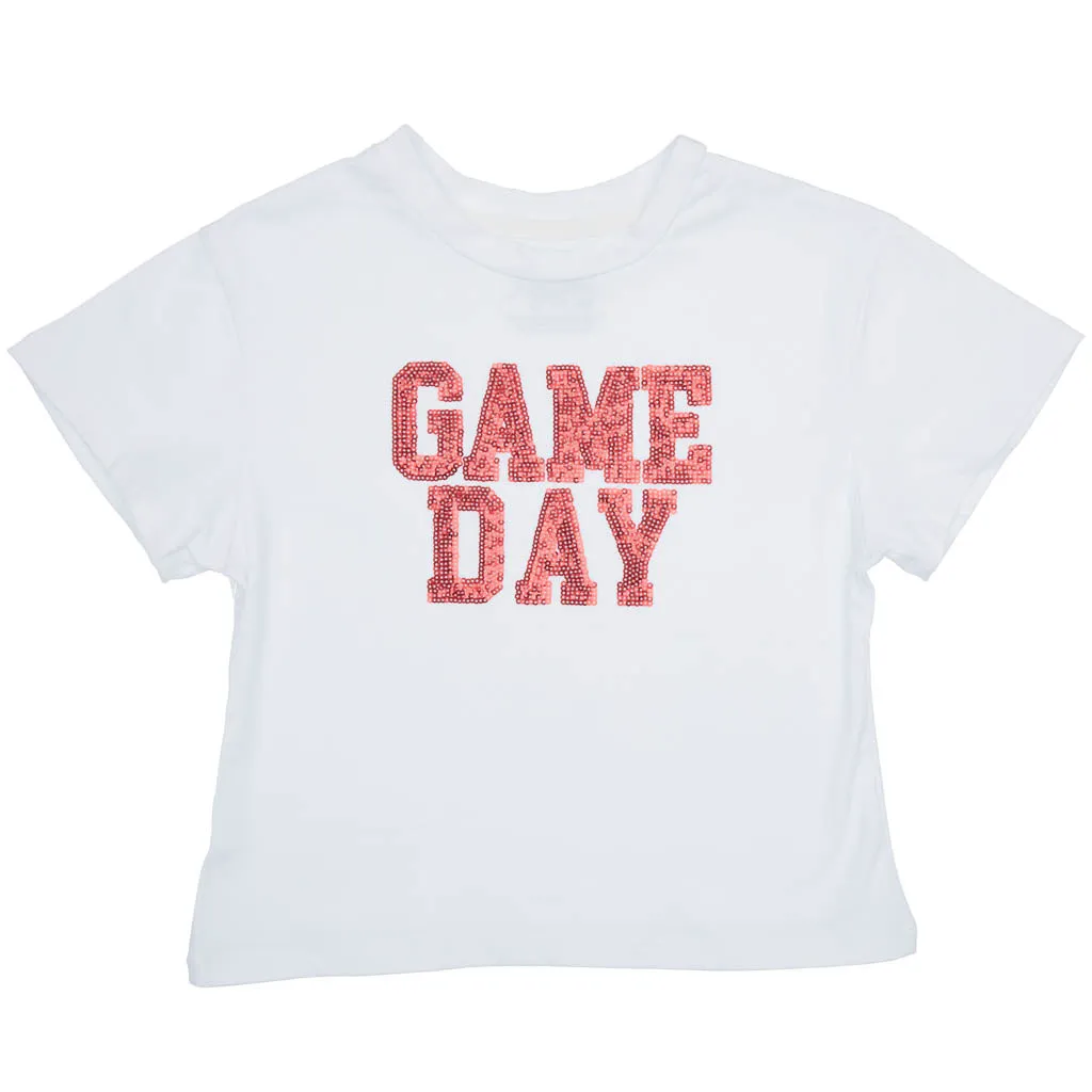 Red Sequin Game Day Boxy Tee