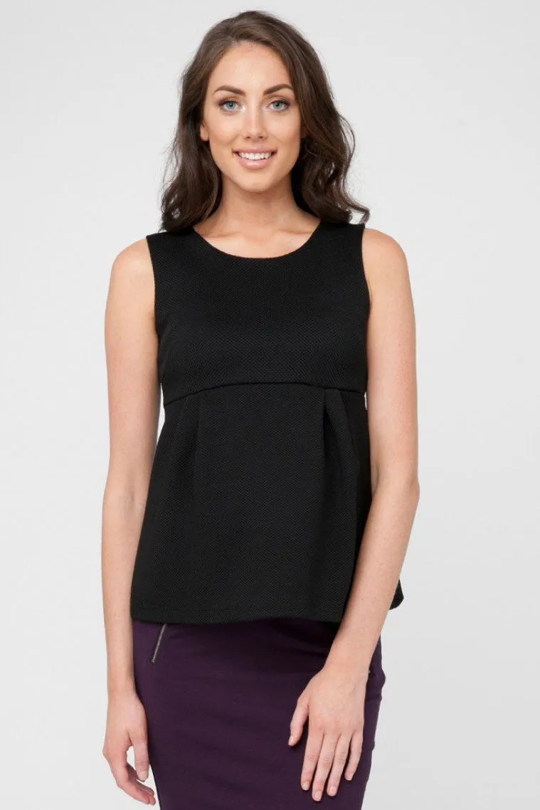 Ripe Waffle Peplum Top in Black