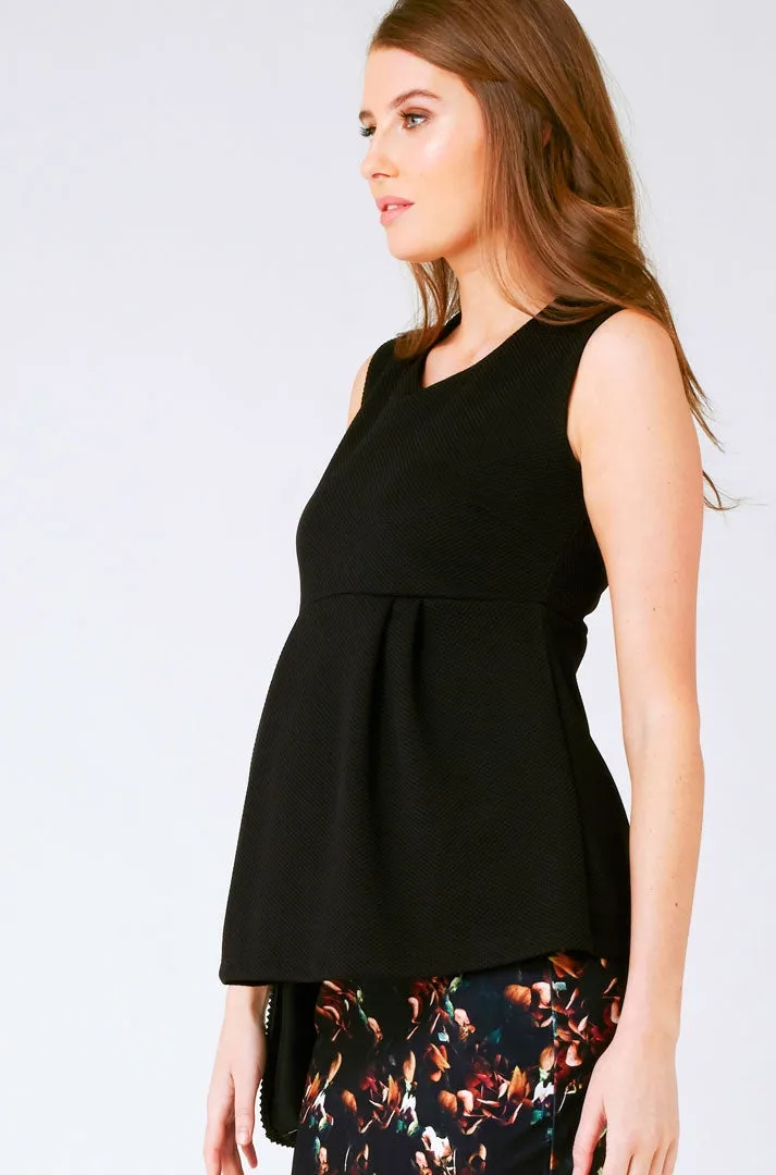 Ripe Waffle Peplum Top in Black