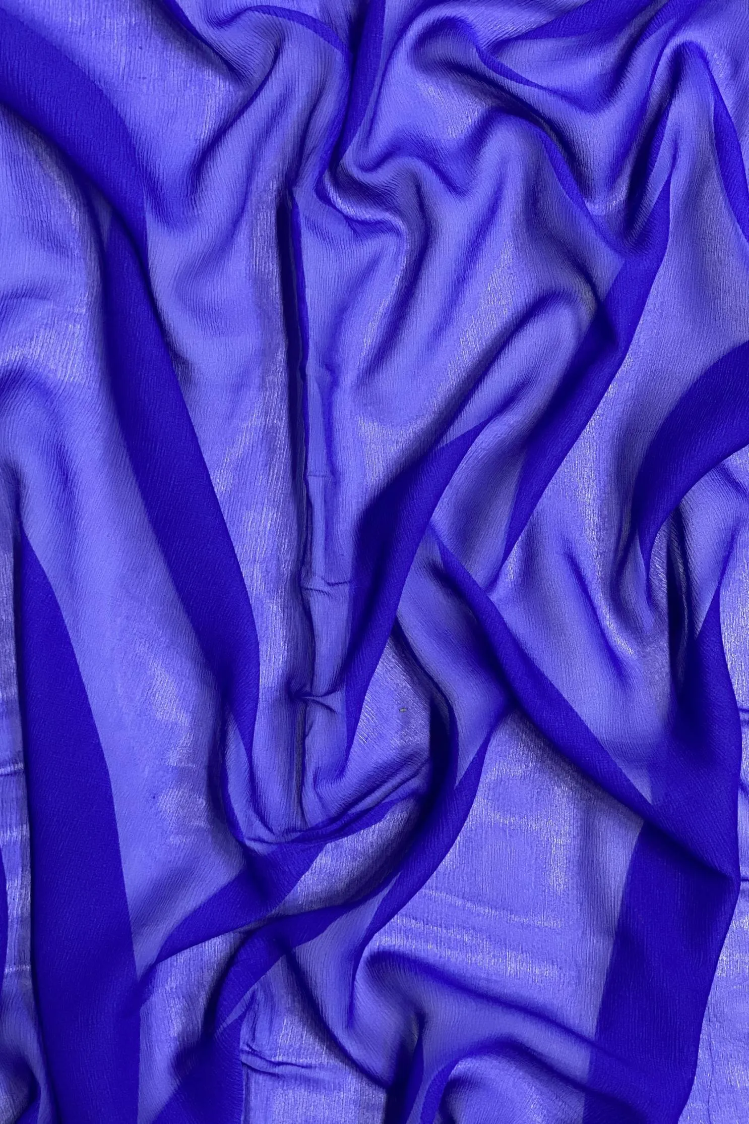 Royal Blue Silk Heavy Crinkled Chiffon HCD-052 Fabric