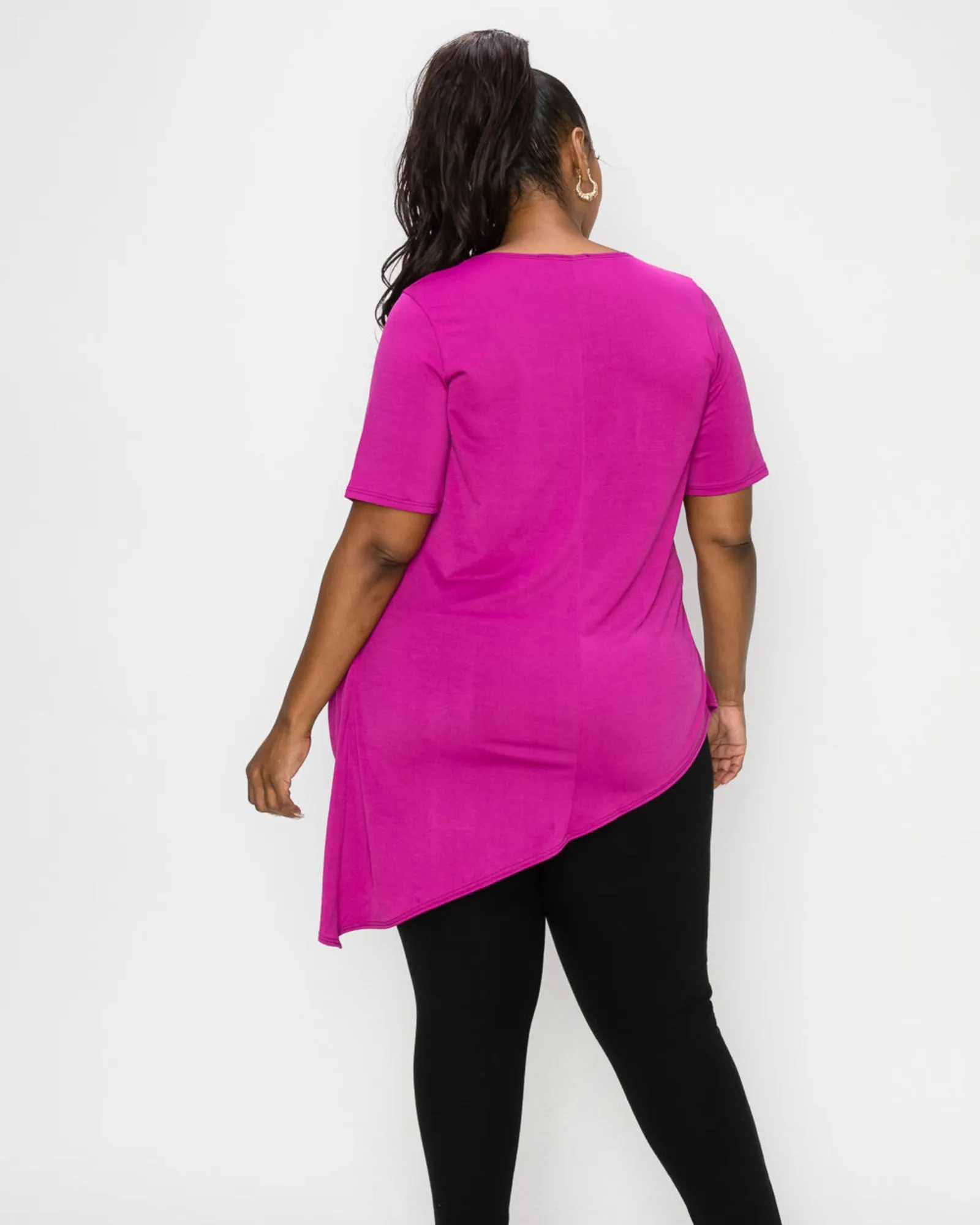 Savannah Draped Peplum Top | Magenta