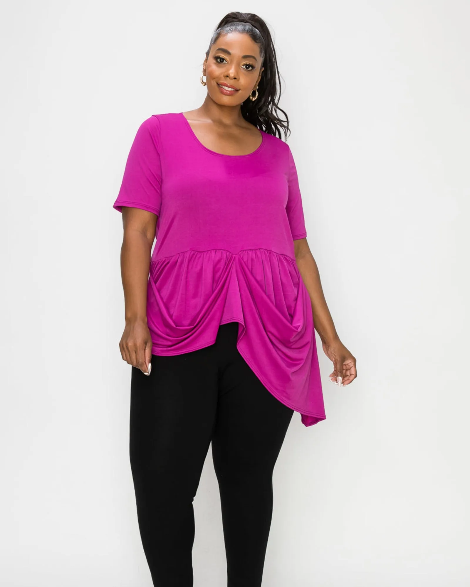 Savannah Draped Peplum Top | Magenta