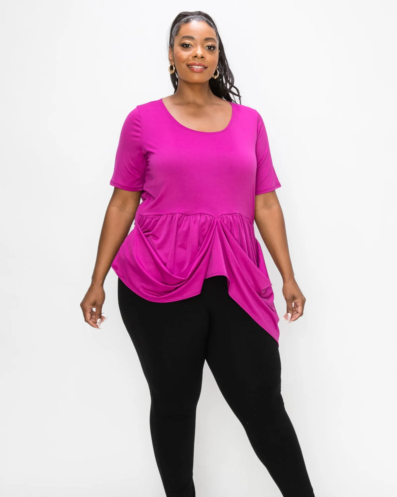 Savannah Draped Peplum Top | Magenta