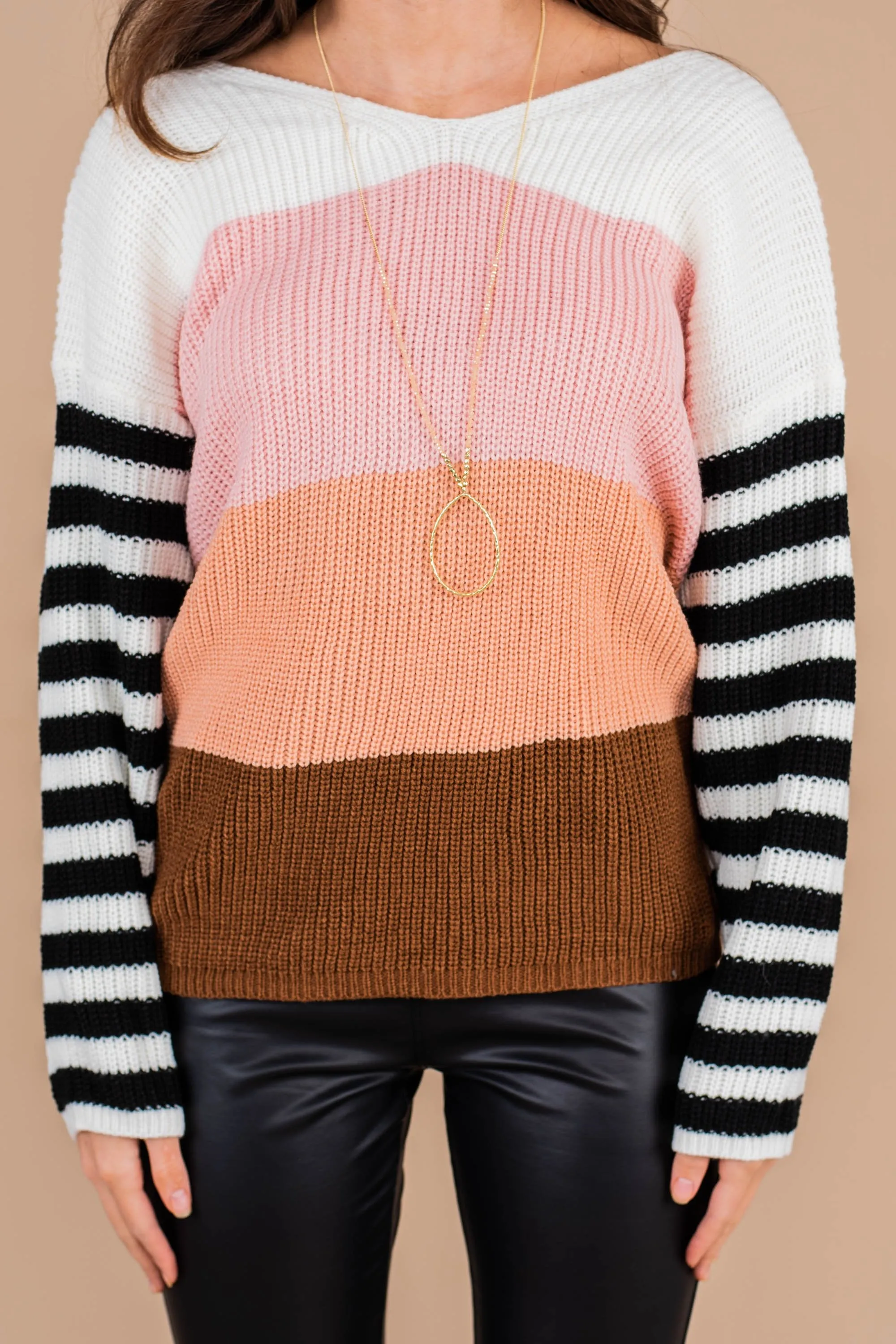 Set The Standard Pink Colorblock Sweater