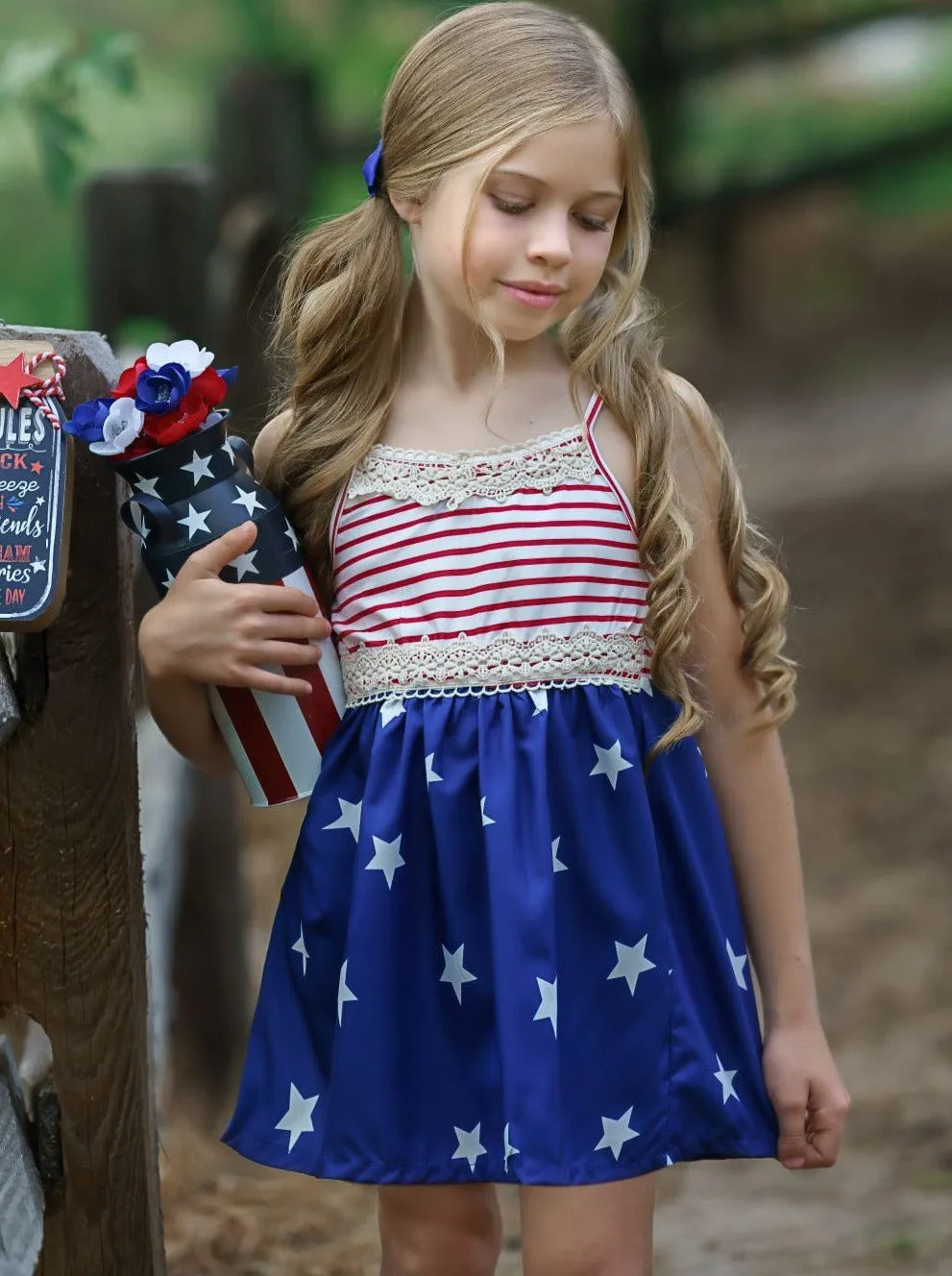 Spangled Banner Lace Trim Dress