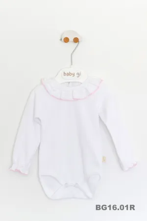 SS19 Baby Gi Baby Girls Pink Frill Ruffle Collar Vest