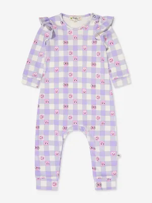 The Bonnie Mob Baby Girls Cherrydrop Frill Romper in Purple