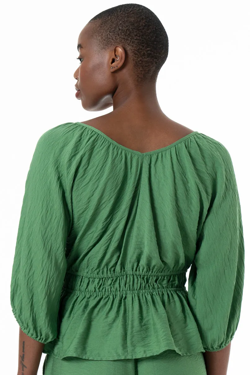 V-Neck Blouse _ 152218 _ Green