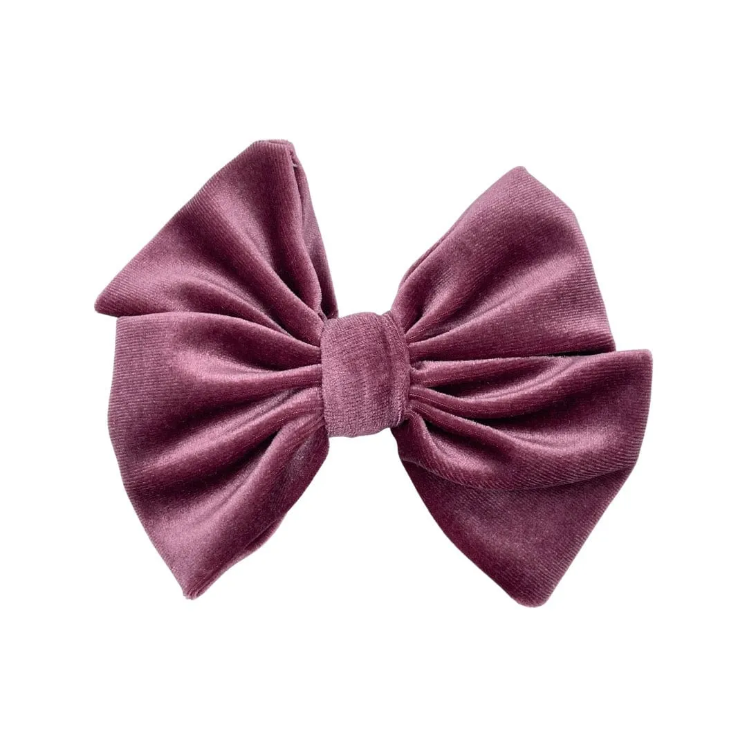 Velvet Fancy Butterfly Bow - Berry