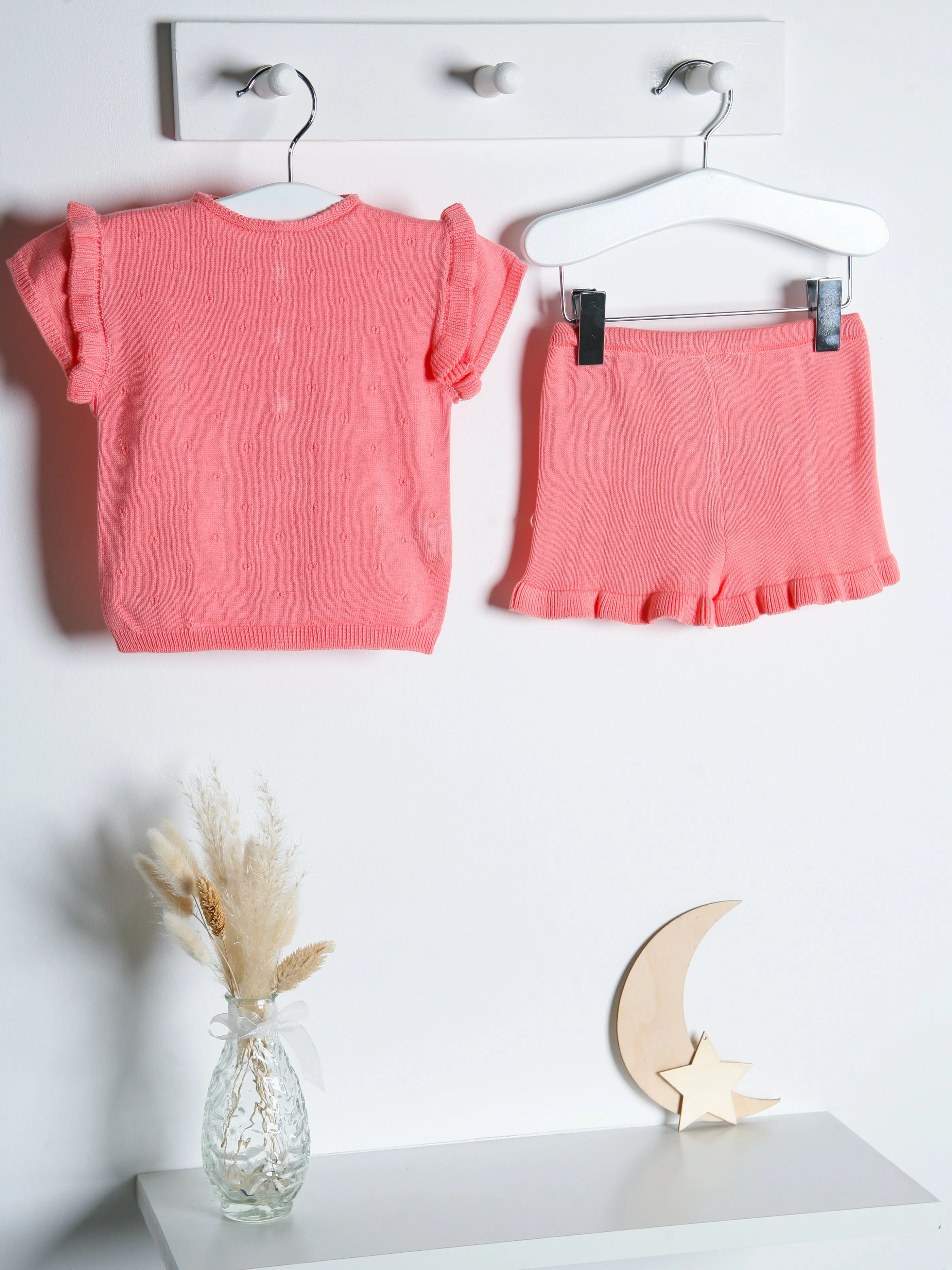 Wedoble Salmon Knitted Top & Shorts Set