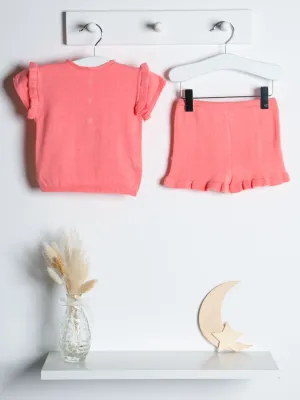 Wedoble Salmon Knitted Top & Shorts Set