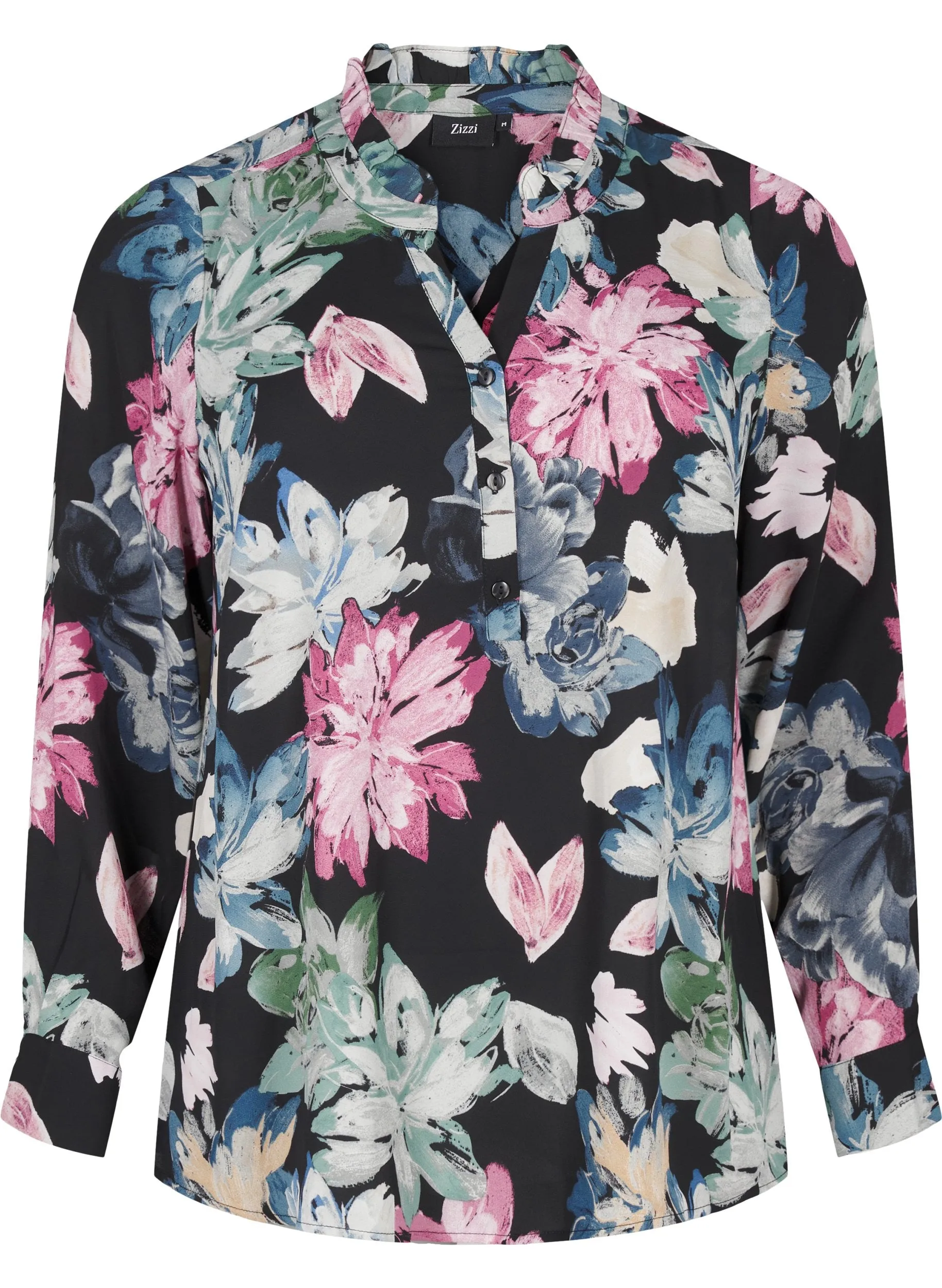 Zizzi Seli Blouse with Pink Floral Print